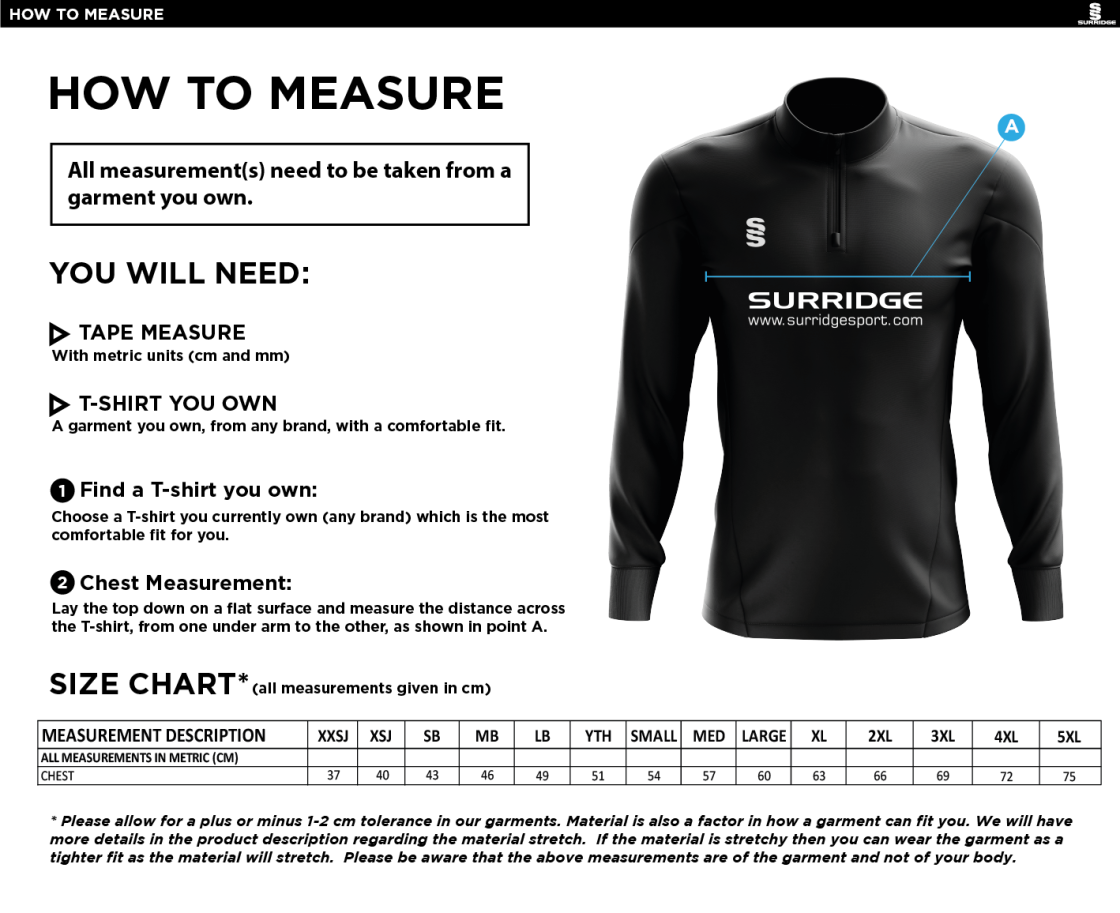 ST JOSEPH'S COLLEGE GCSE PE BLADE PERFORMANCE TOP BLACK/RED/WHITE - Size Guide